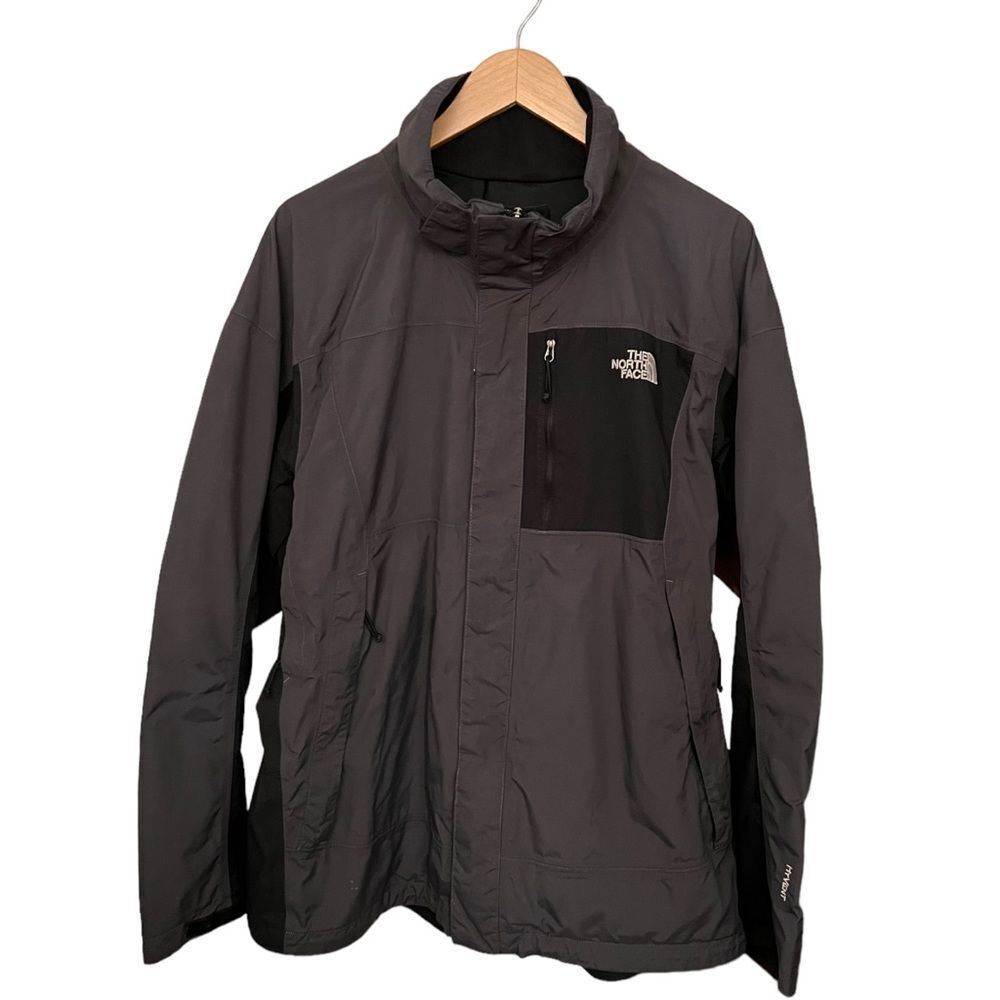 North Face Gray & Black Zip Up Logo Jacket. Coat. MINOR & FIXABLE FLAW. XL.